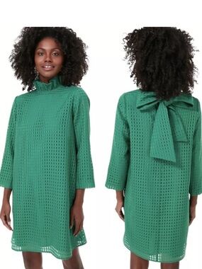 Emerald Green Ruffle Neck Dress